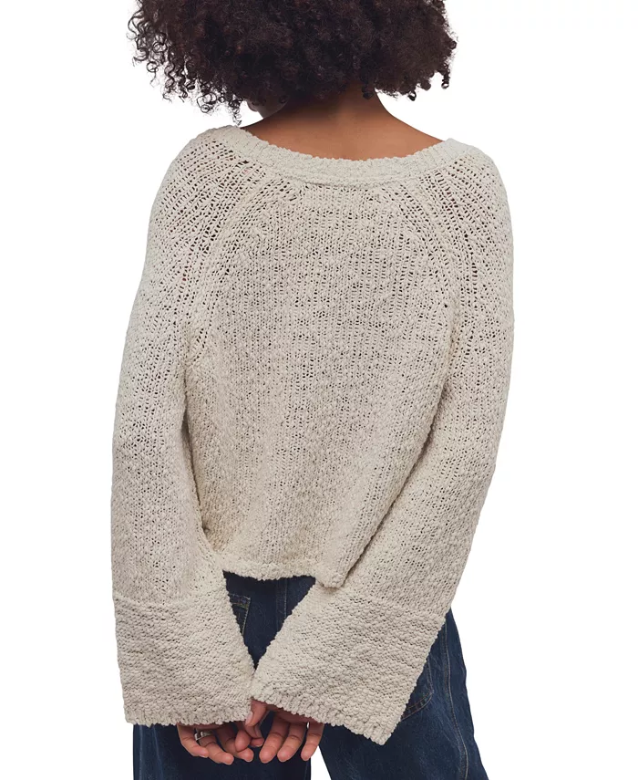 Women's Heartland Cropped Flared-Sleeve V-Neck Pullover Sweater - thumbnail 5