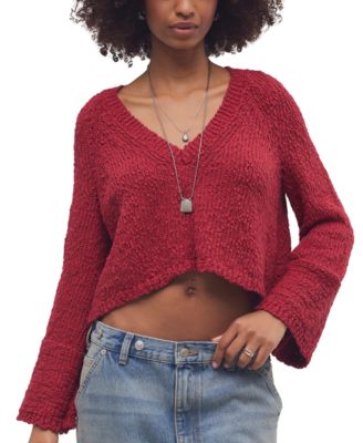 Women's Heartland Cropped Flared-Sleeve V-Neck Pullover
