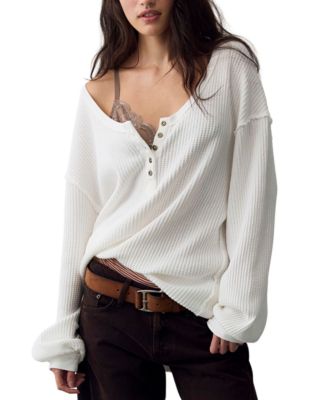 Women's Montreal Scoop Neck Oversized Thermal Shirt