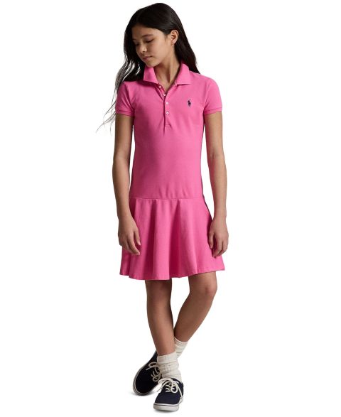 Платье Polo Ralph Lauren Cotton Mesh Short-Sleeve Polo Dress для девочек, цвет: Розовый