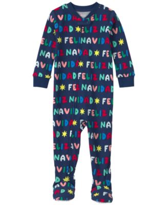 Baby Boys' and Girls' Feliz Navidad Snug-Fit 2-Way Zip 1-Piece Footed Pajama