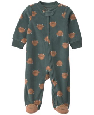 Baby Boys' Farm 2-way Zip Footed Fleece Sleep & Play Pajamas