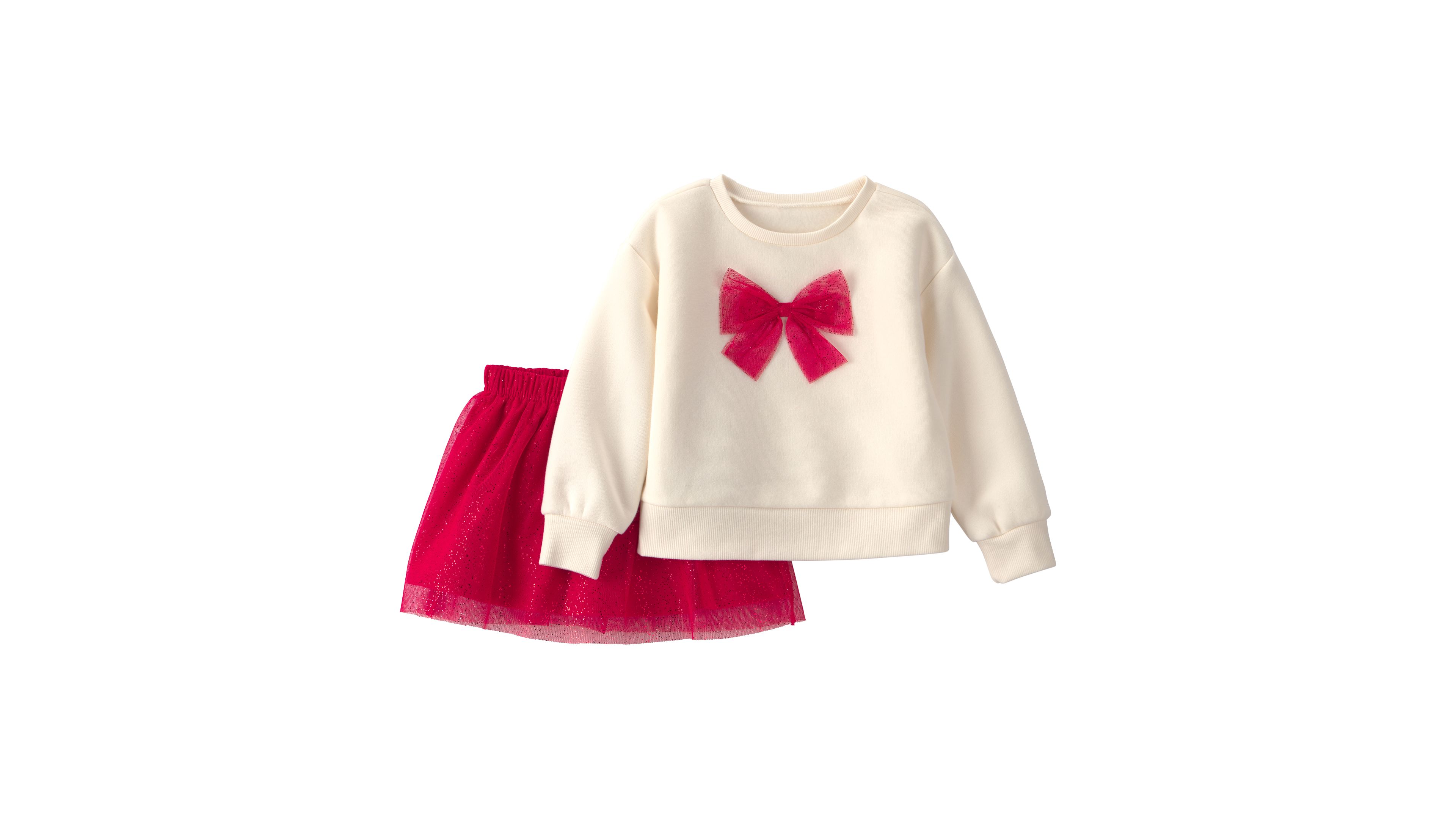 Carters Baby Toddler Girls Tulle Bow Fleece Long Sleeve Top Skort 2 Piece Set
