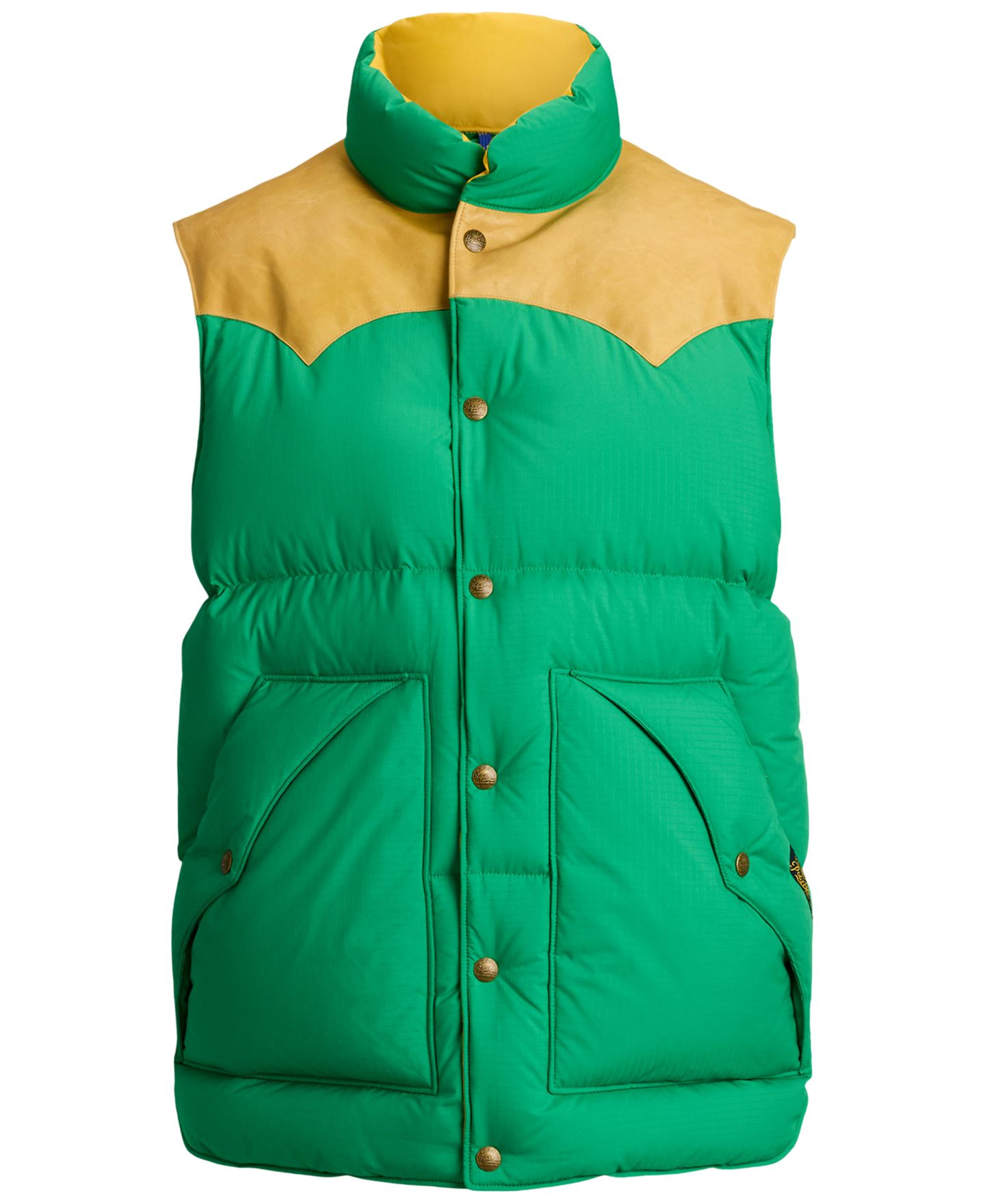 Мужской жилет Polo Ralph Lauren Western-Style Leather Yoke 750-Fill-Power Down Vest, цвет: Stem — фото 5