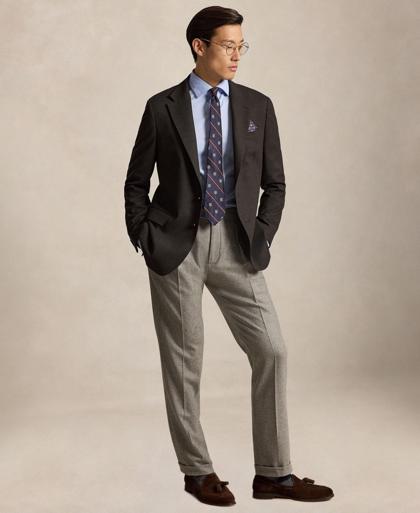 Мужской пиджак Polo Ralph Lauren Modern-Fit Wool-Blend Birdseye Suit, цвет: Тёмный коричневый — фото 2