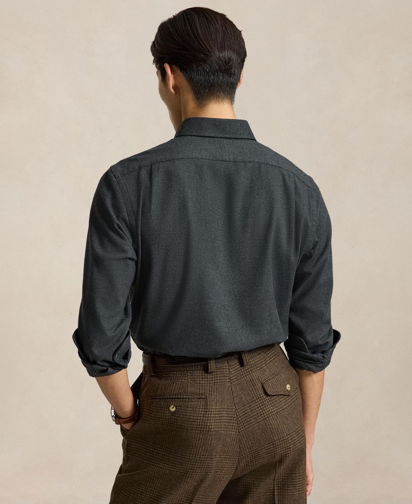 Мужская рубашка Polo Ralph Lauren Classic Fit Performance Twill, цвет: Меланжевый — фото 4