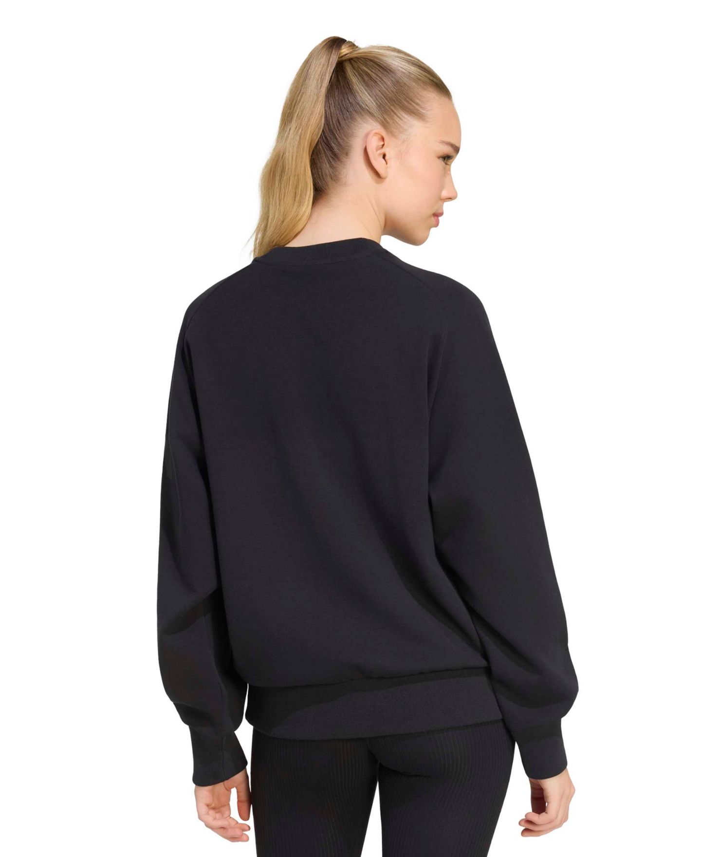Женская толстовка adidas Soft Lux Loose-Fit Crewneck Long-Sleeve Sweatshirt, цвет: Чёрный — фото 5