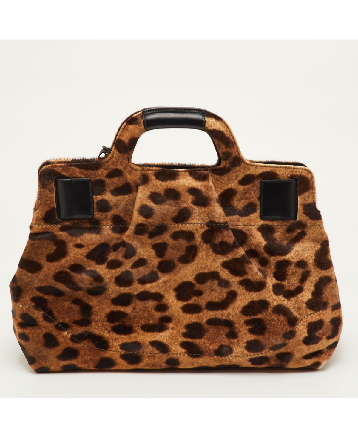 Pre-Owned Salvatore Ferragamo Women's Leopard Print Calf Hair and Leather Satchel