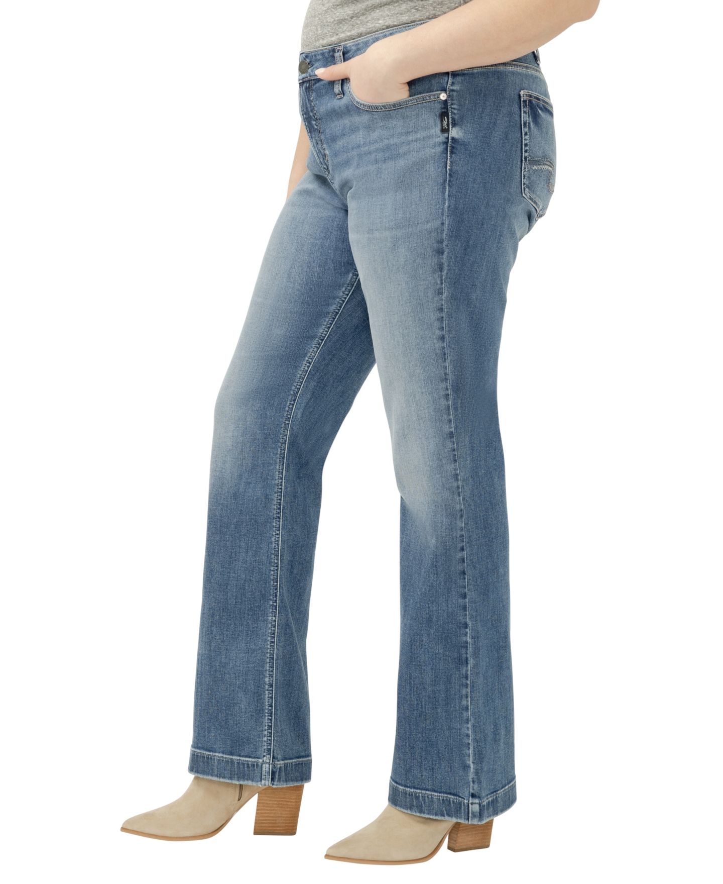 Женские джинсы Silver Jeans Co. Plus Size Elyse Mid-Rise Cotton-Blend Bootcut, цвет: Saturday Morning — фото 2