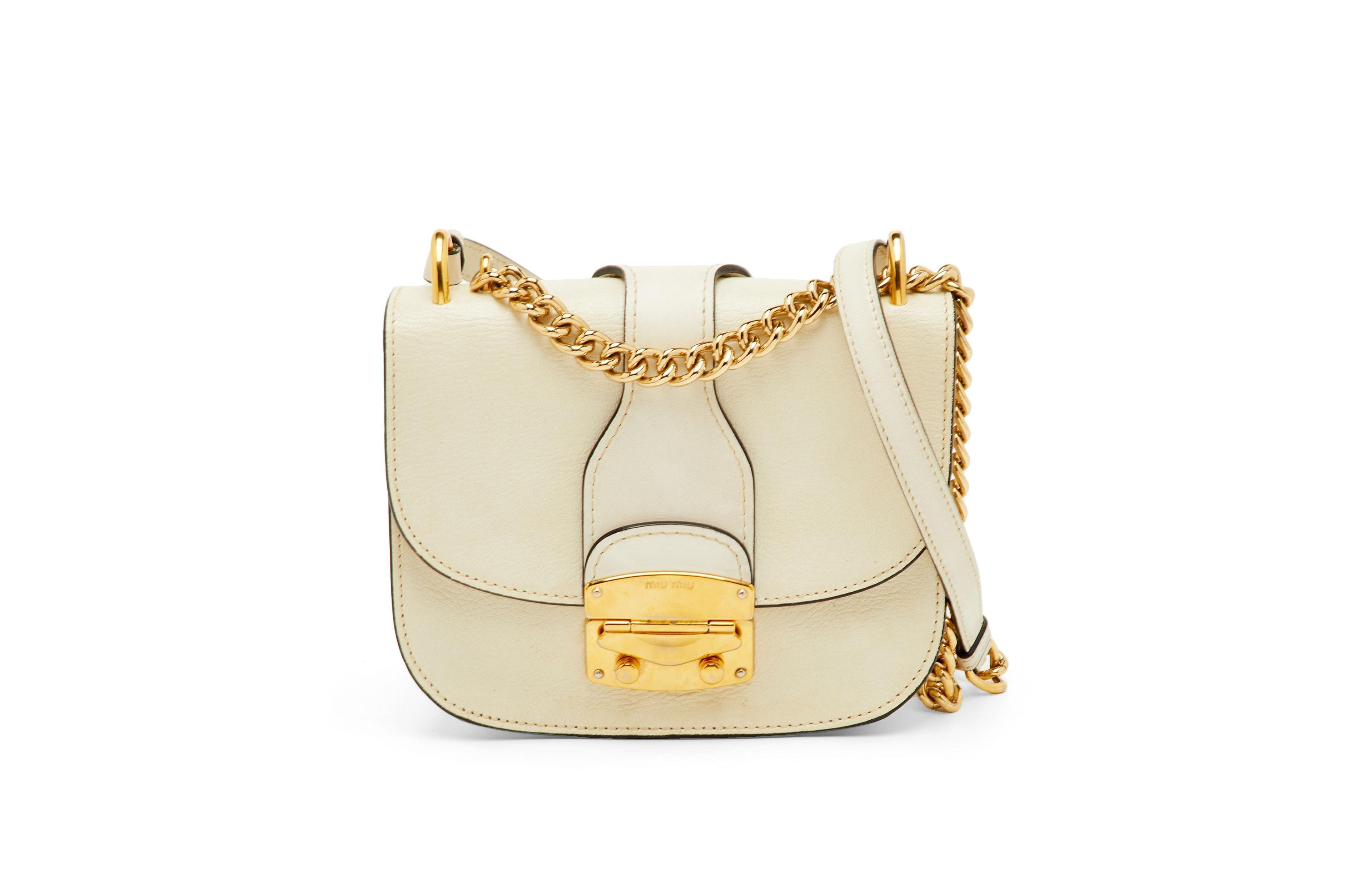 Pre-Owned Miu Miu Madras Leather Push-Lock Crossbody Bag