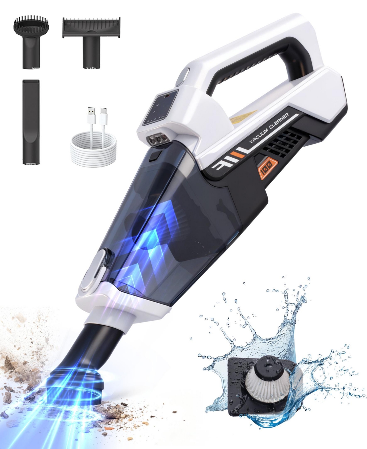 Sugift 19KPa Cordless Handheld Vacuum Cleaner with Led Display & Fast Charging - Blue