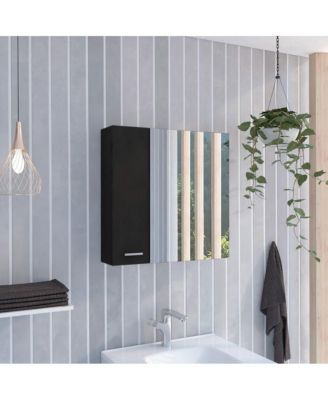 Avery Wall-Mounted Bathroom Storage Cabinet with Two Doors and Open Side Shelves