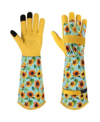 Women Leather Garden Gloves Long Thorn-proof Grip Work