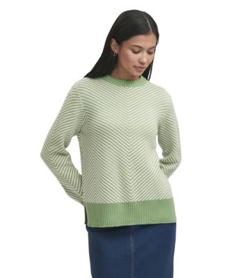 Women's Stella Chevron-Striped Long-Sleeve Crewneck Sweater