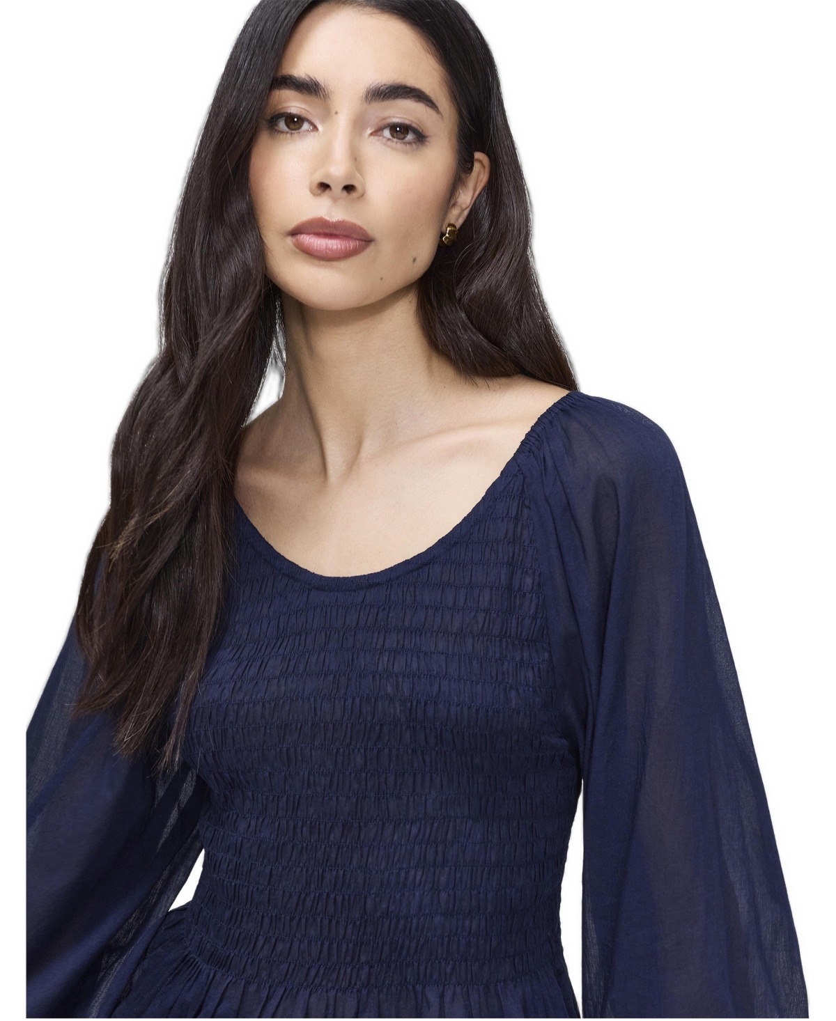 Finery London Women's Jennie Scoop Neck Long-Sleeve Shirred Blouse