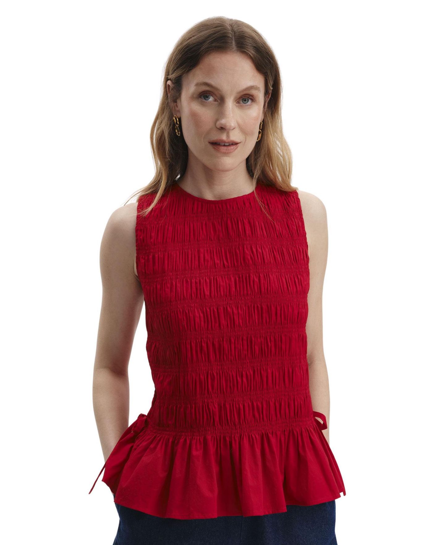 Женский топ Finery London Malani Shirred Peplum, цвет: Красный — фото 4