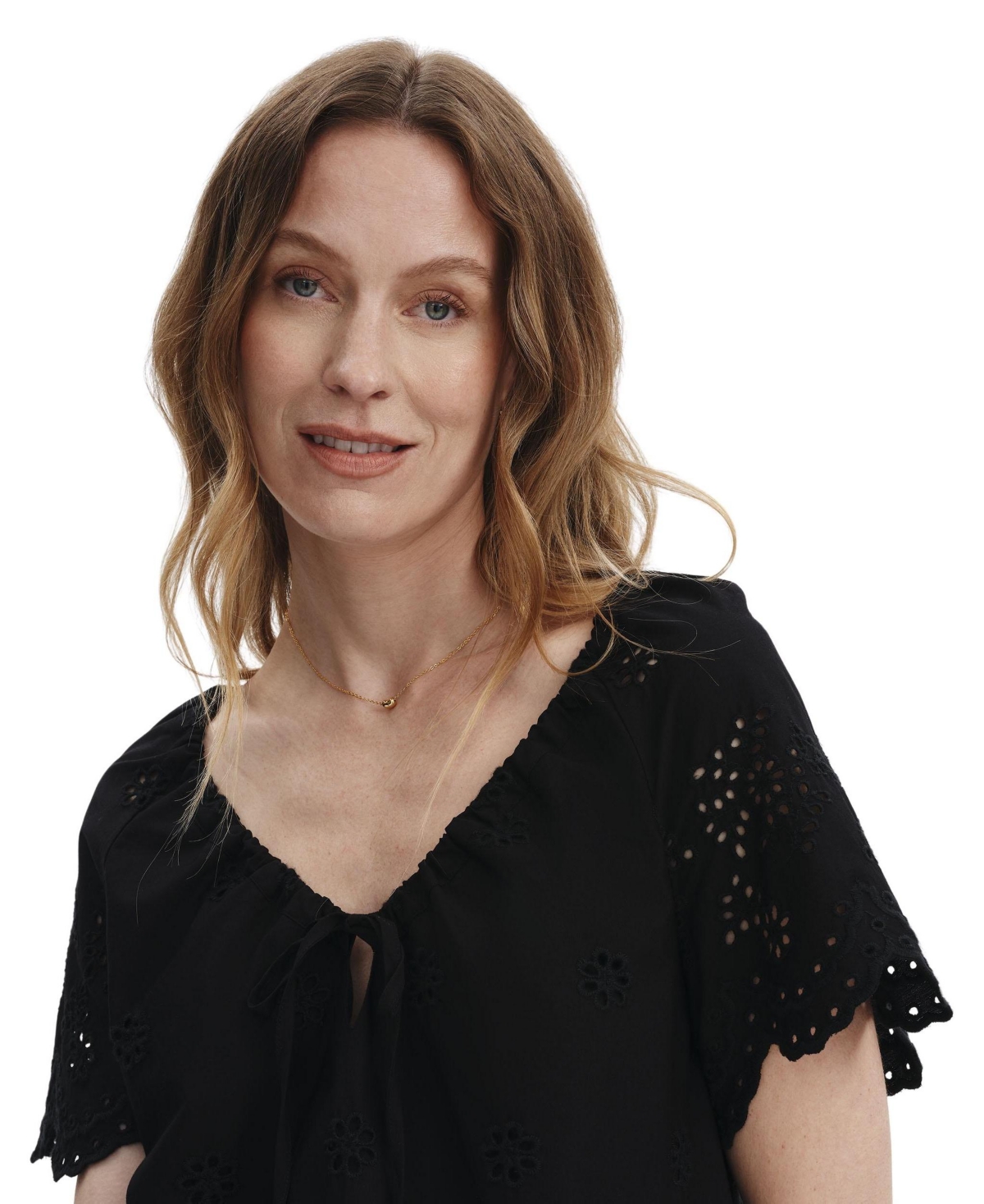Finery London Women's Ruthie Floral-Embroidered V-Neck Short-Sleeve Top