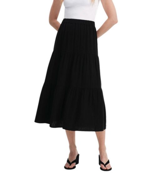 Женская юбка Finery London Harriet Tiered A-Line Midi, цвет: Чёрный
