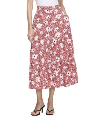Women's Isla Tiered Floral-Print High-Waisted Midi Skirt