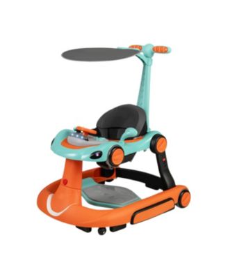6-in-1 Baby Walker and Activity Center with Canopy, Music and Rocker