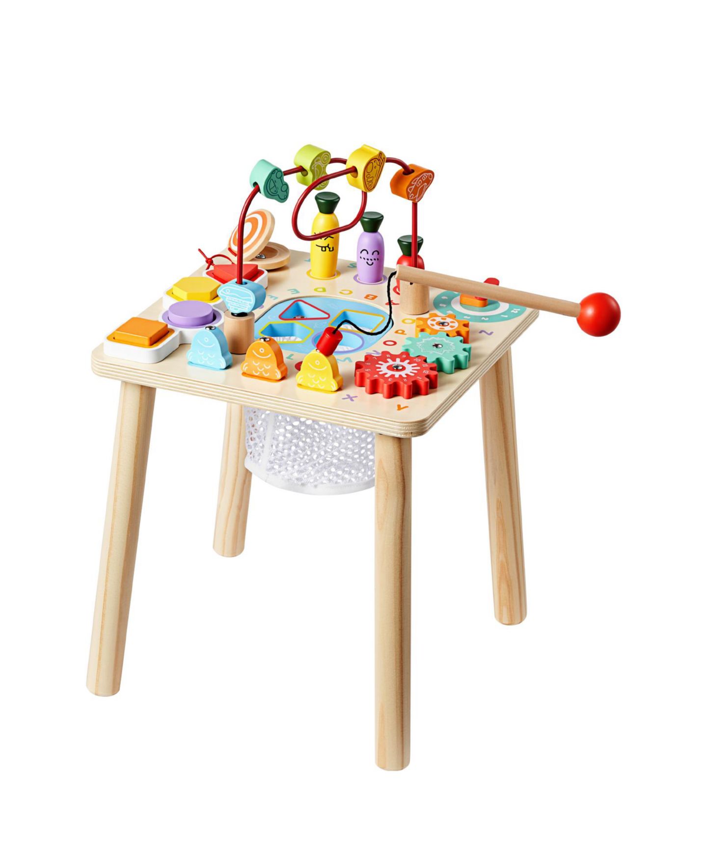 Детская игрушка SUGIFT 8-in-1 Shape Sorting Activity Table, Ages 6 Months+, цвет: Натуральный — фото 11