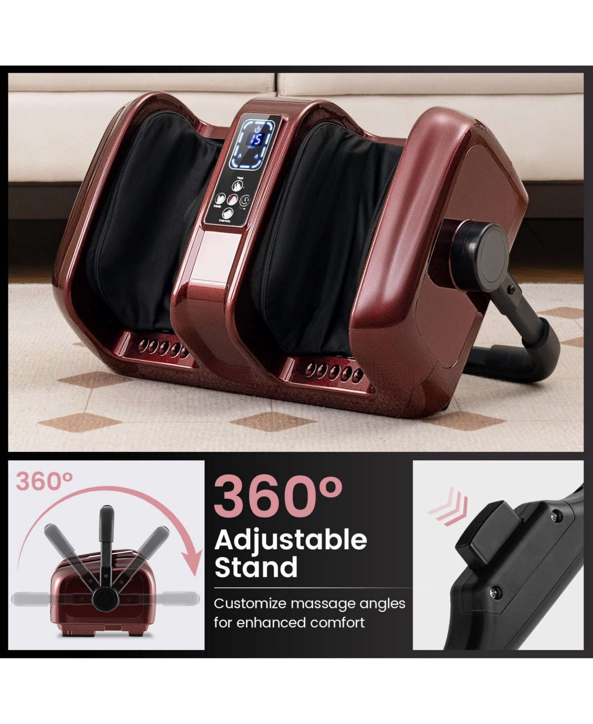 Ecooso Foot and Calf Massager with Heat Shiatsu Deep Kneading Rolling Smart Electric Leg Massager