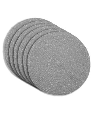Boucle 15" Round Woven Placemats Set of 6 - Durable, Reversible and Non-Slip Table Mats
