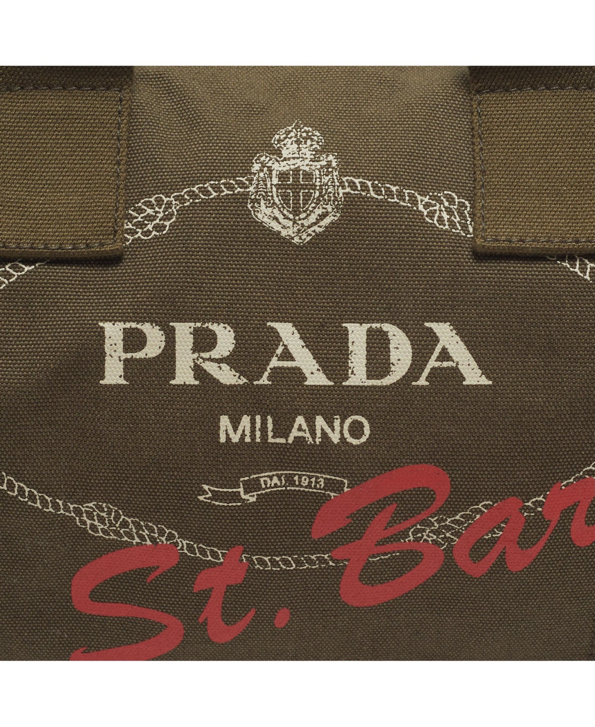 Pre-Owned Prada Women's St. Barth Logo Canvas Boston Bag