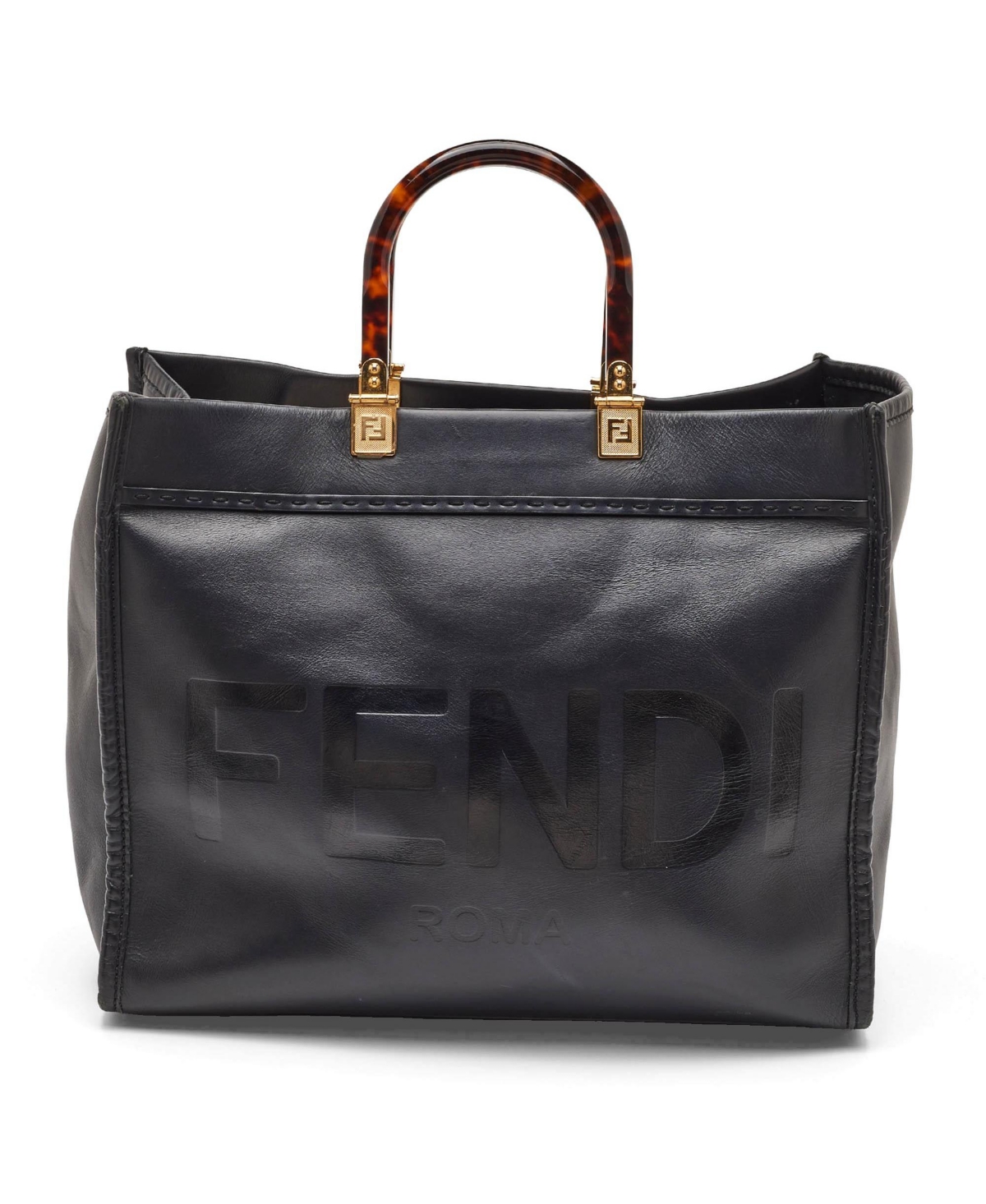 Pre-Owned Fendi Women's Sunshine Medium Leather Tote with Tortoiseshell Handles