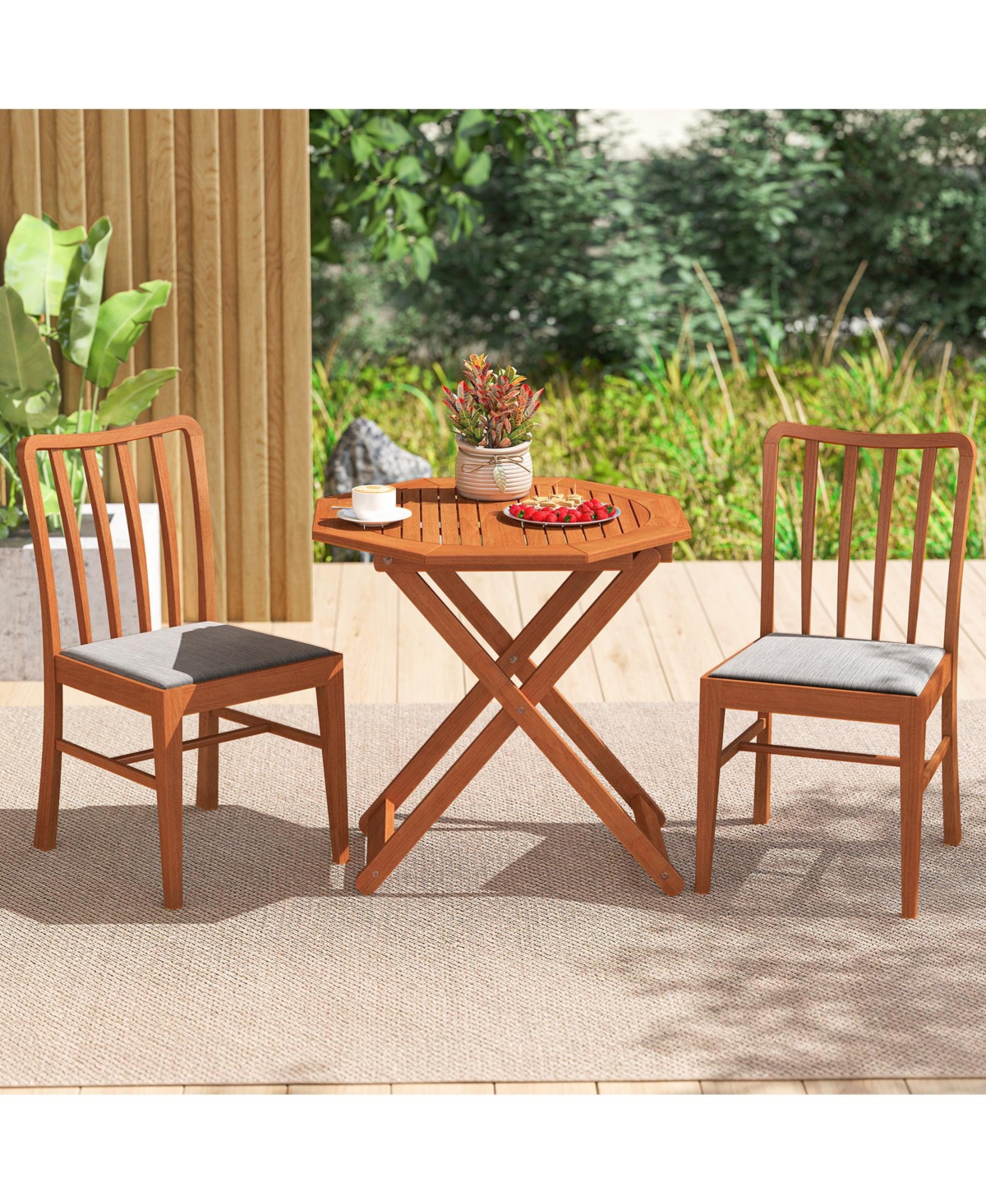 Mecale 32 in Octagon Folding Patio Table with 2 in Umbrella Hole