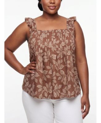 Plus Size Belle Isle Square Neck Pintuck Tank