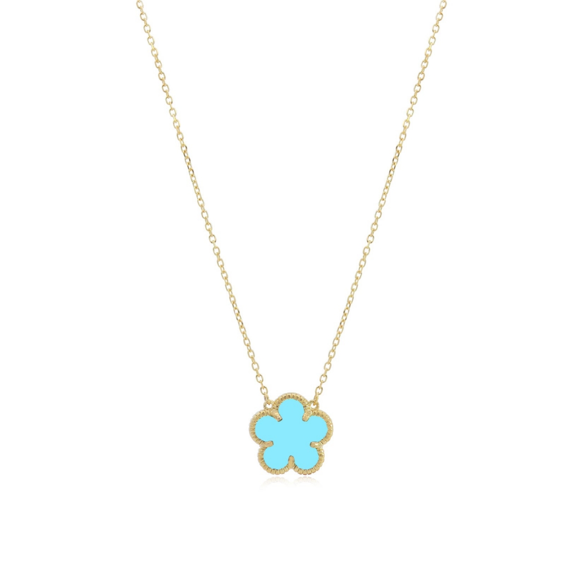 The Lovery Turquoise Single Spring Flower Necklace 14K Gold-Plated Sterling Silver - Turquoise