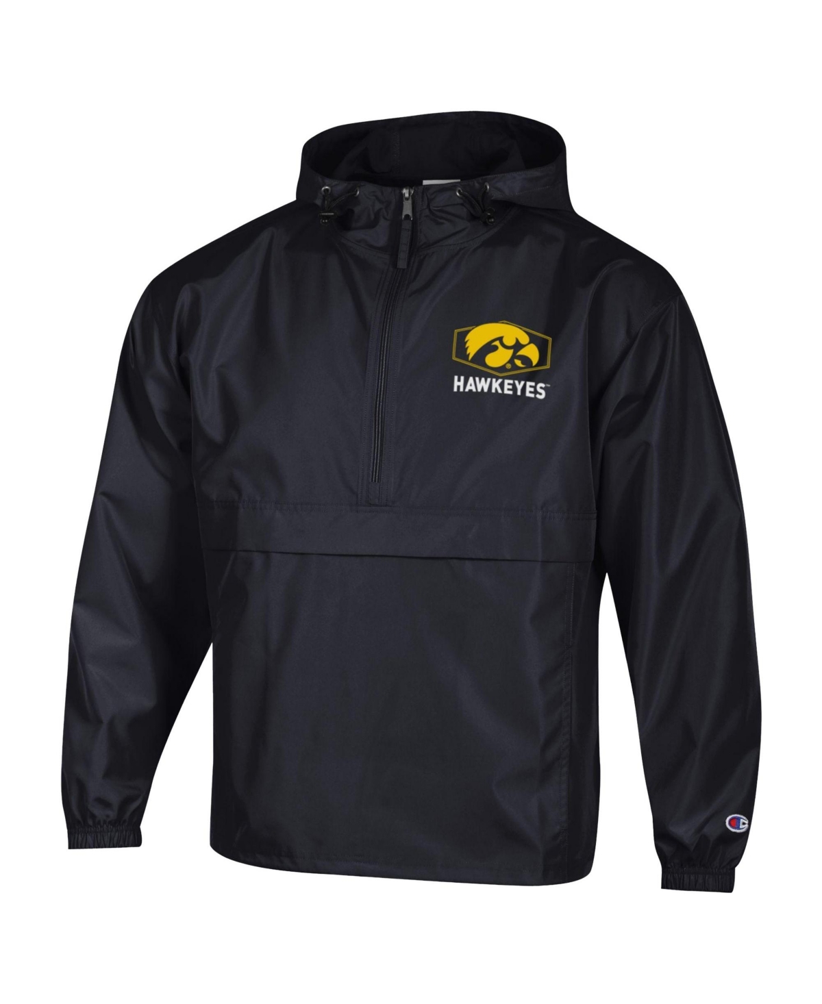 Champion Men's Black Iowa Hawkeyes Delay Packable Half-Zip Jacket
