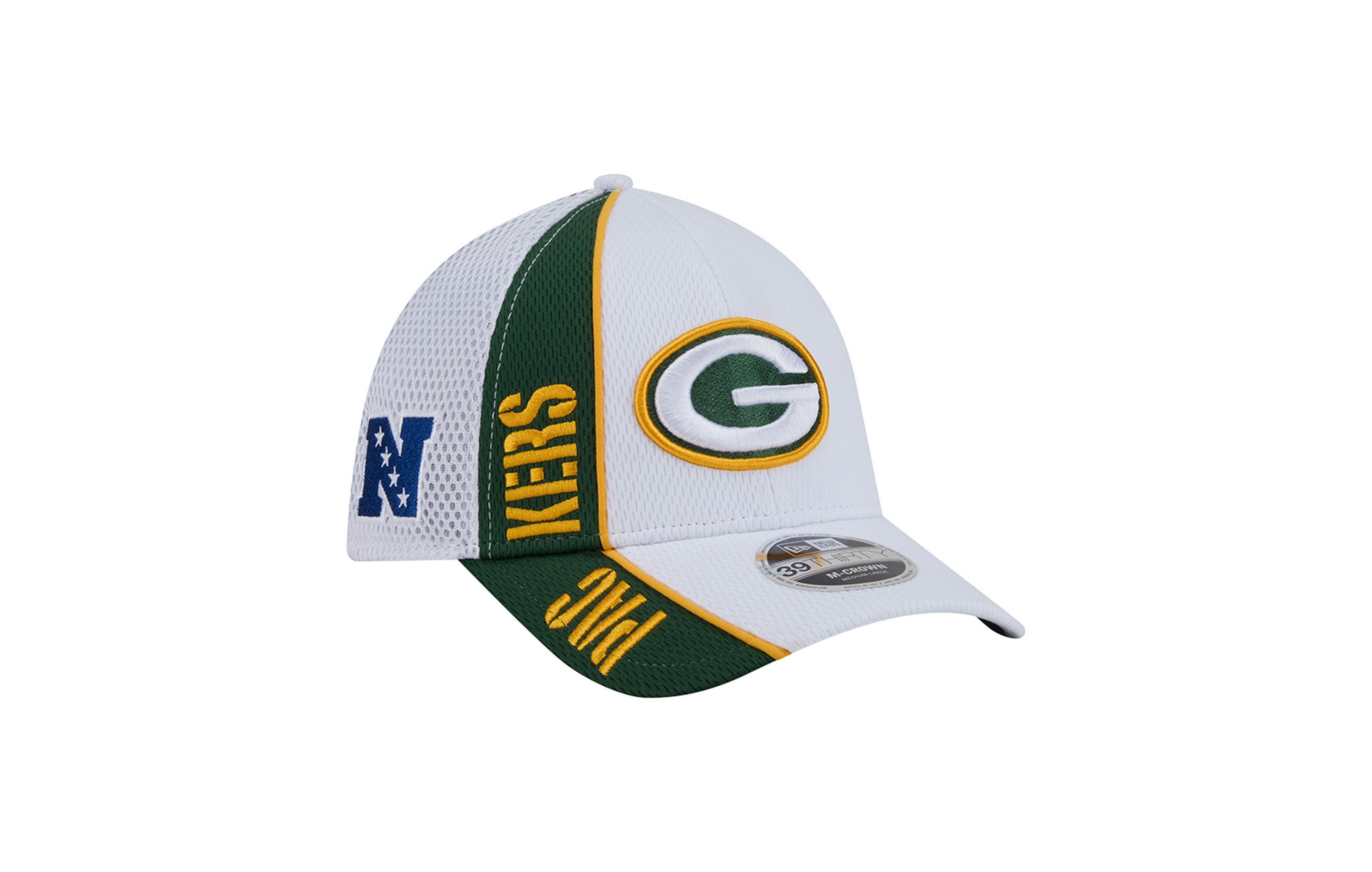 New Era Men's White/ Green Bay Packers Dash 39THIRTY Flex Hat