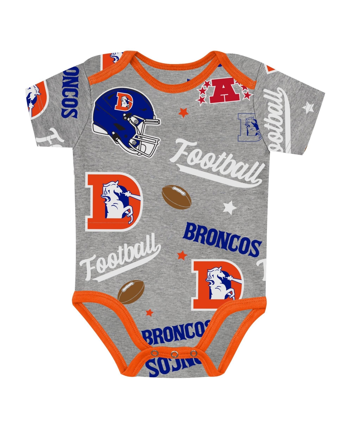 Outerstuff Baby Boys and Girls Denver Broncos First Round Pick Screen-Print Short-Sleeve 3-Piece Creeper Set