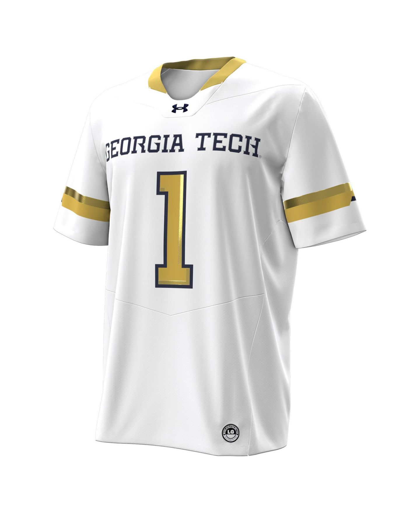 Мужские куртки Under Armour Number 1 Georgia Tech Yellow Jackets Away Replica Notch Neck Football Jersey — фото 3