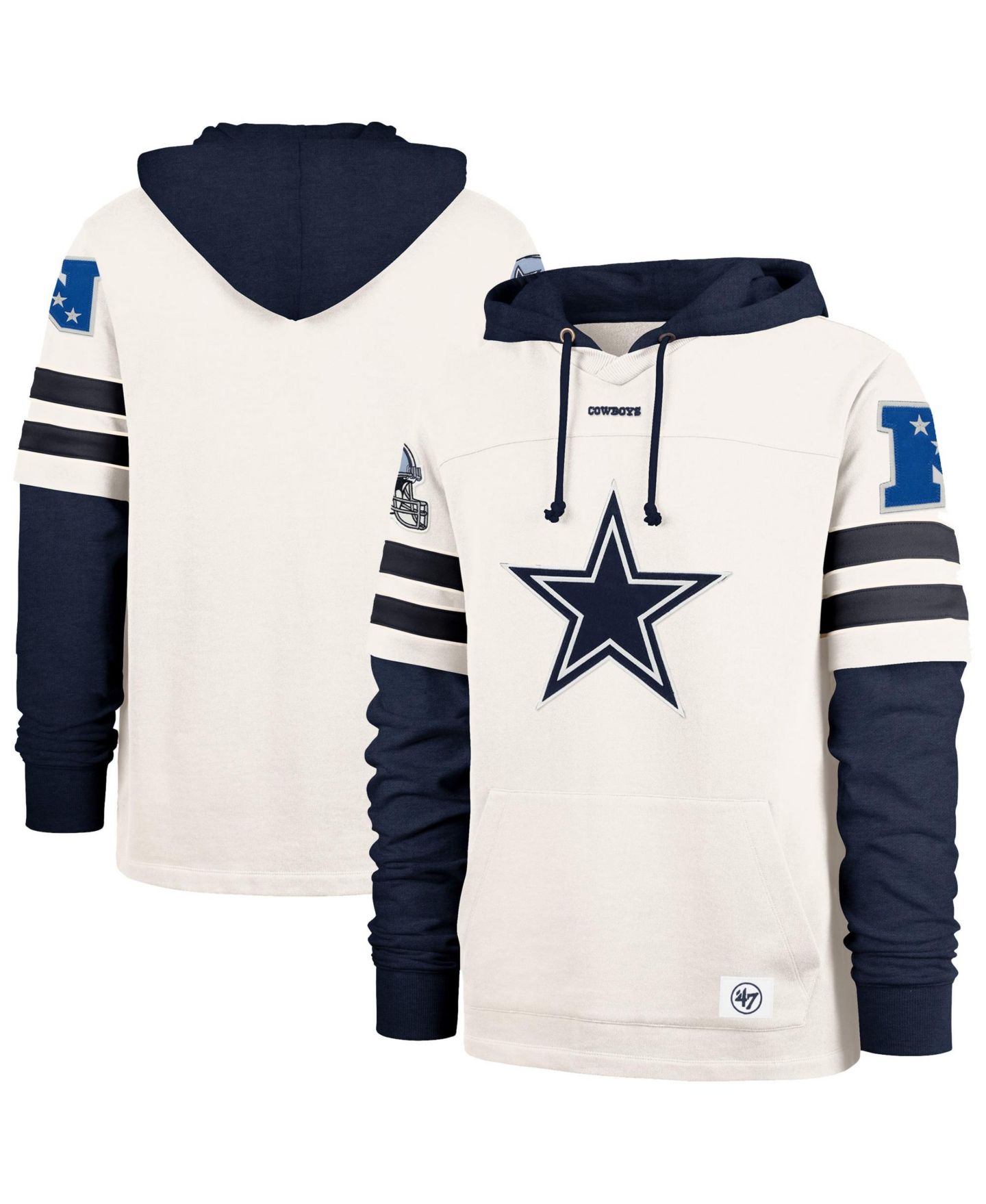 Мужские худи '47 Brand Cream Dallas Cowboys Split Zone Cornerback Duo Lacer — фото 1