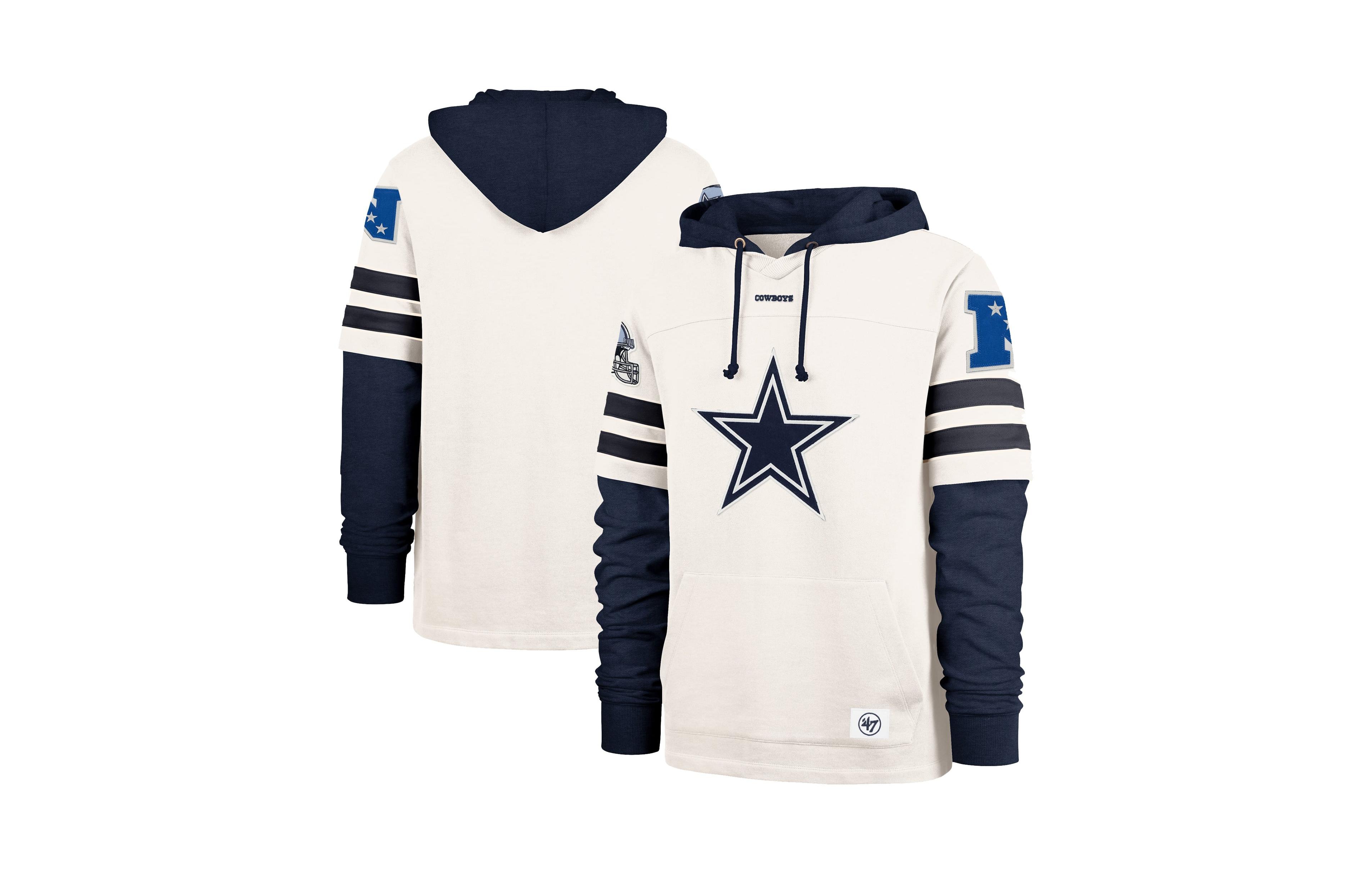 '47 Brand Men's Cream Dallas Cowboys Split Zone Cornerback Duo Lacer Hoodie