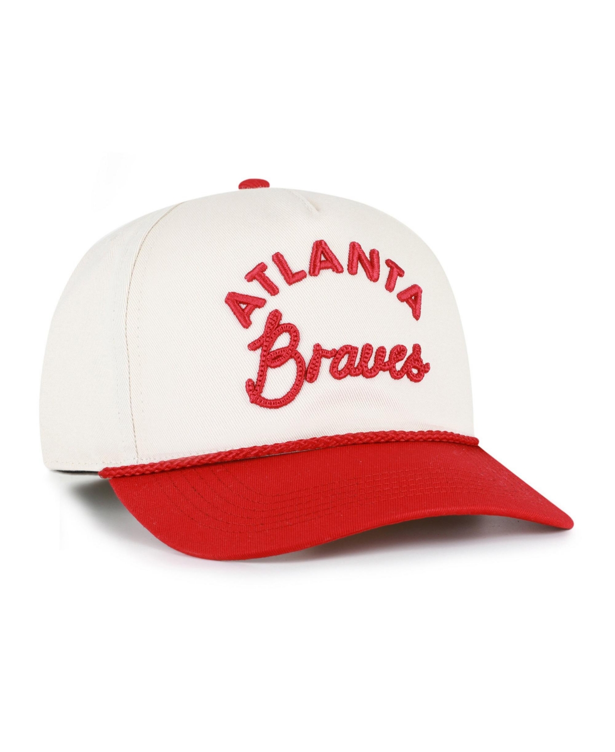 '47 Brand Men's and Women's Natural/Red Atlanta Braves Rope Script Hitch Adjustable Hat