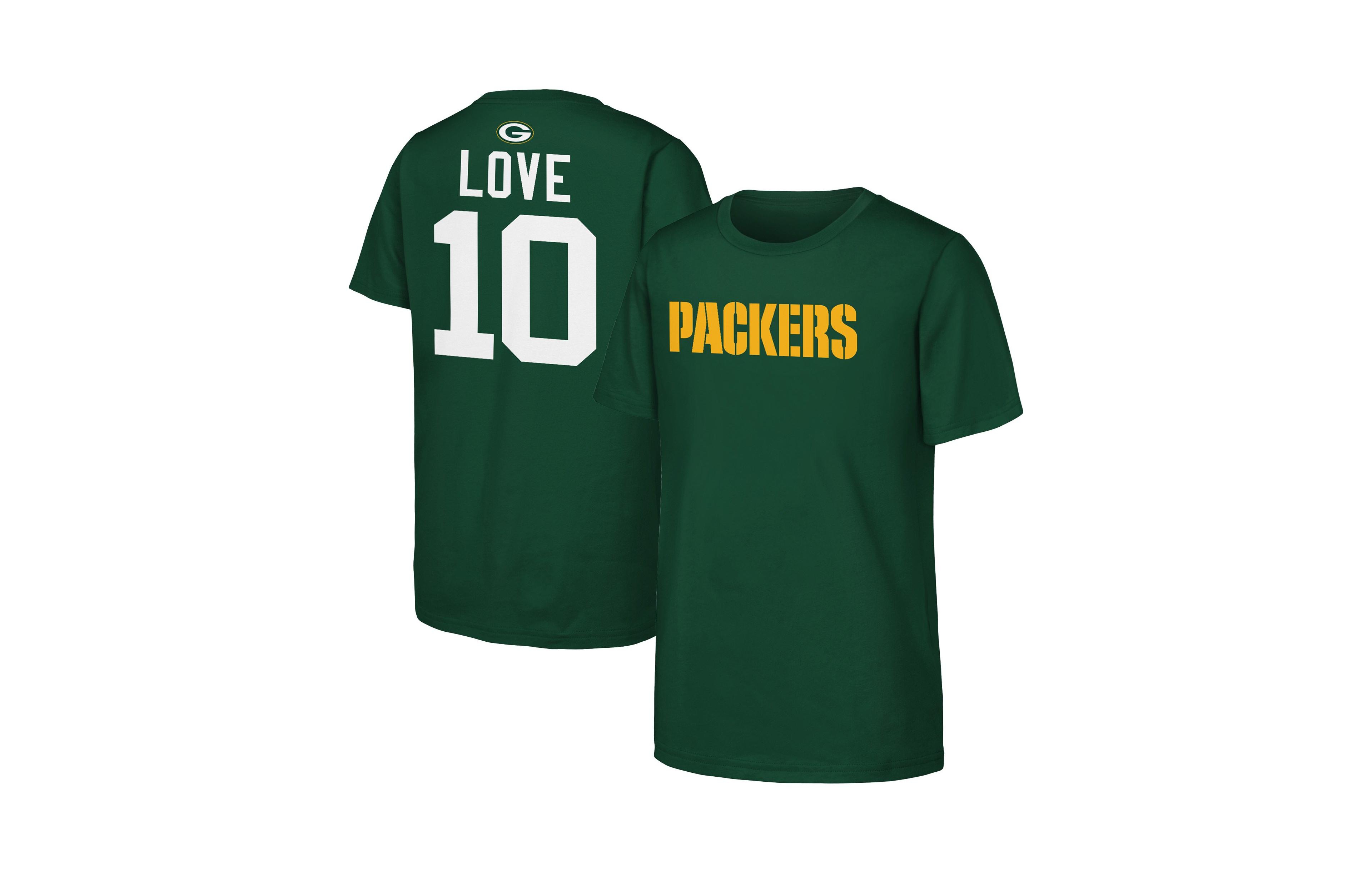 Outerstuff Boys' and Girls' Green Bay Packers Jordan Love Name Number T-Shirt