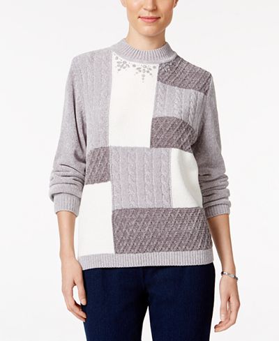 Alfred Dunner Northern Lights Embellished Colorblocked Sweater