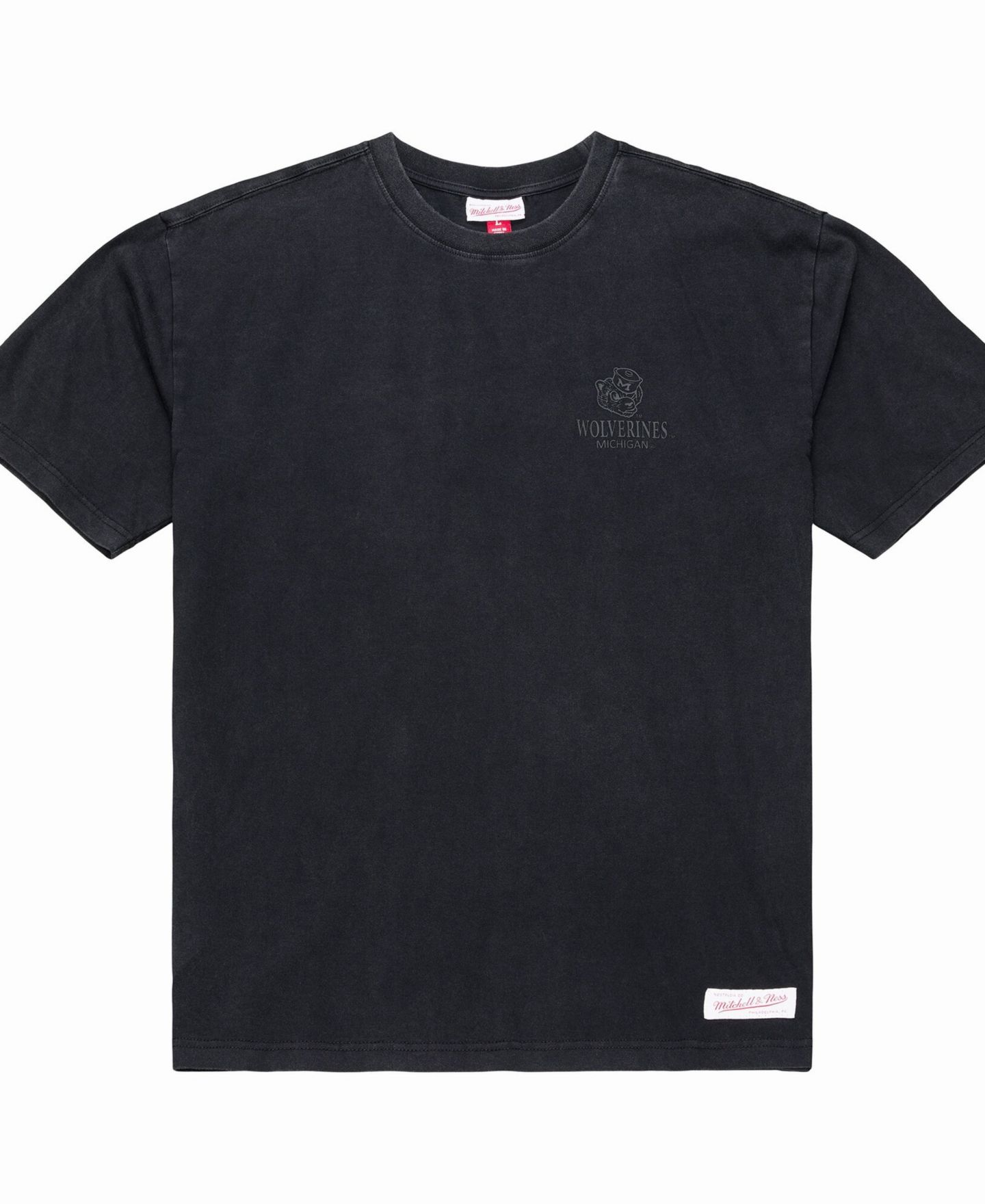 Мужская футболка Mitchell & Ness Black Michigan Wolverines Monochrome Icon — фото 1