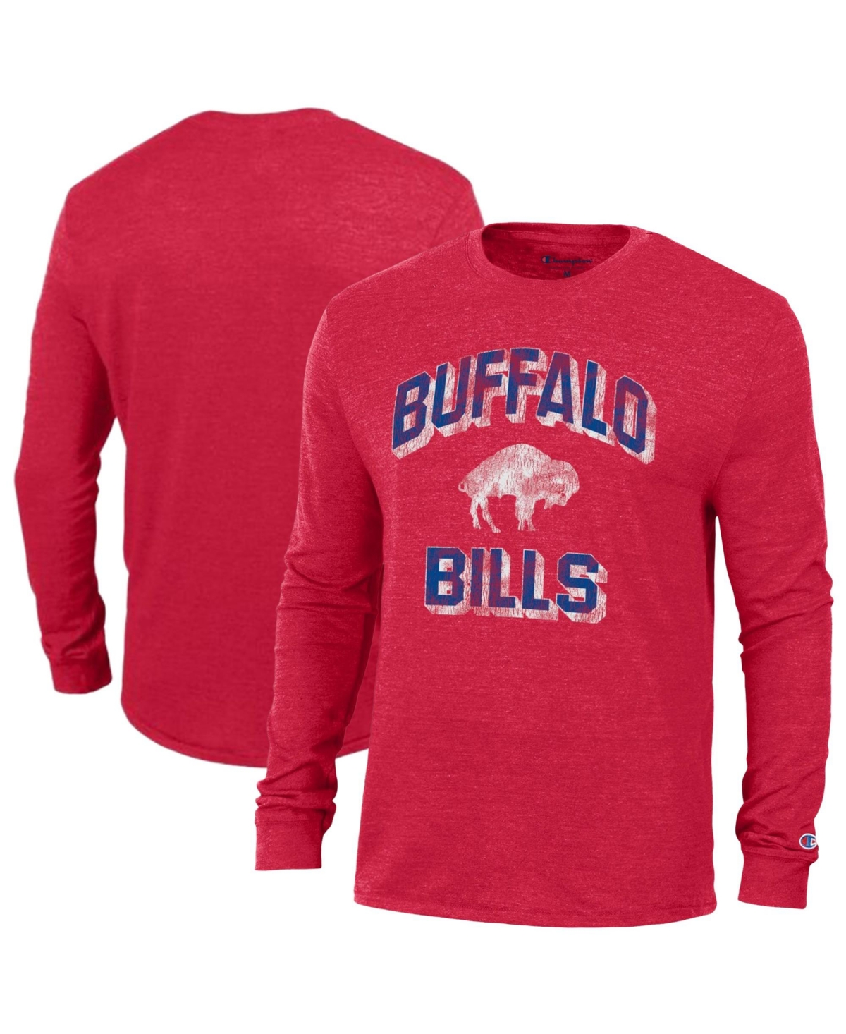 Champion Men's Buffalo Bills Ultimate Distressed Long-Sleeve Crewneck T-Shirt - Red