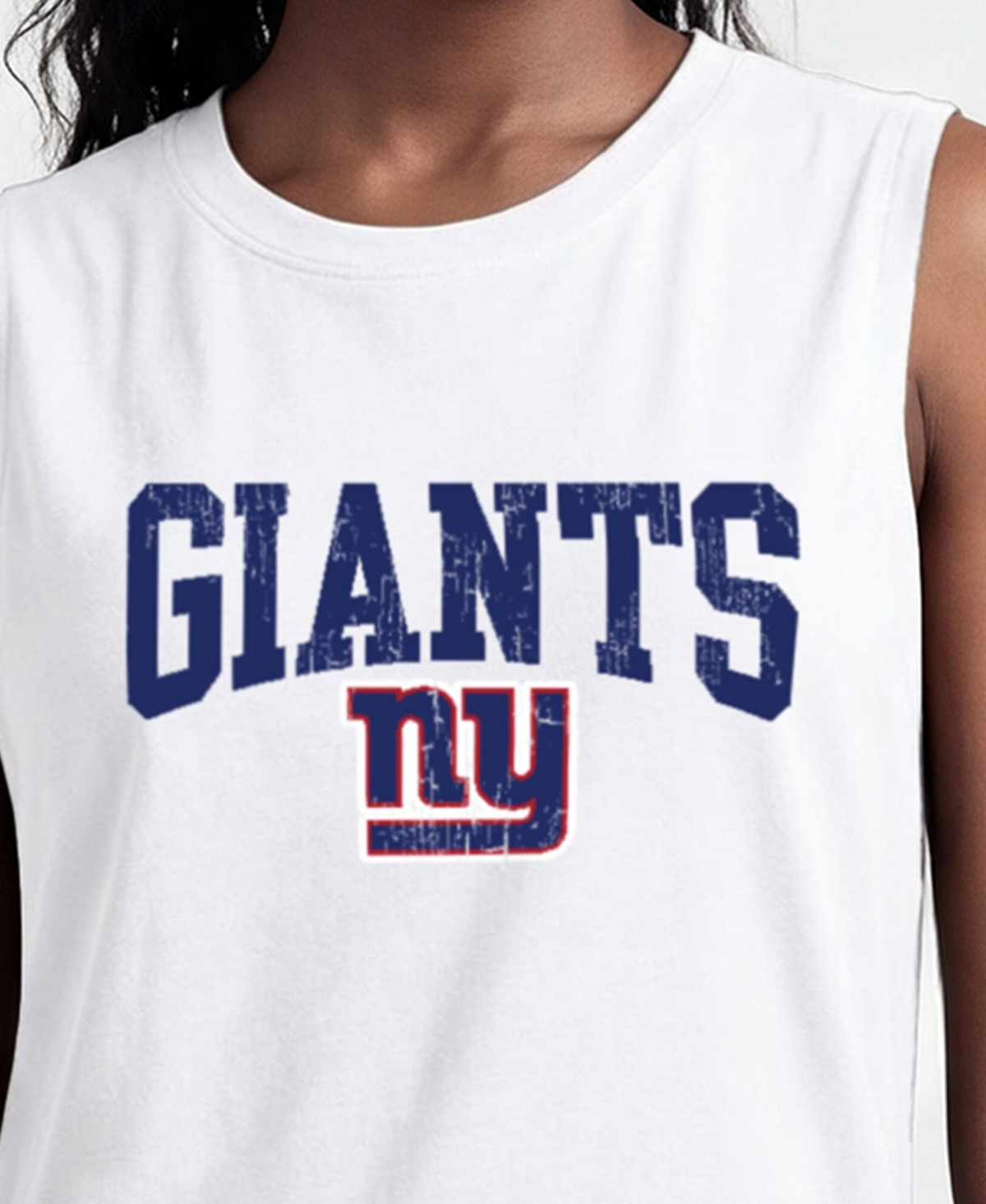 Champion Women's New York Giants Crewneck Distressed Muscle Tank Top
