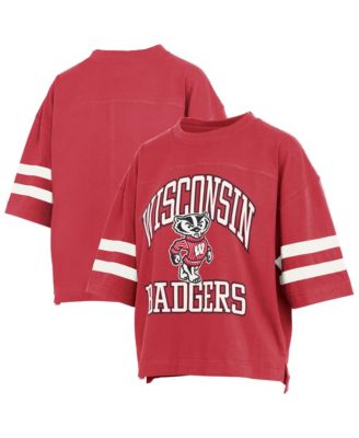 Women's Wisconsin Badgers Wayne Tyler Oversized Cropped Distressed T-Shirt