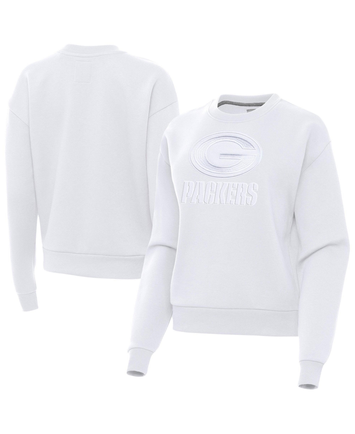 Antigua Women's Green Bay Packers Victory Pullover Dropped-Shoulder Brushed-Back Fleece Sweatshirt