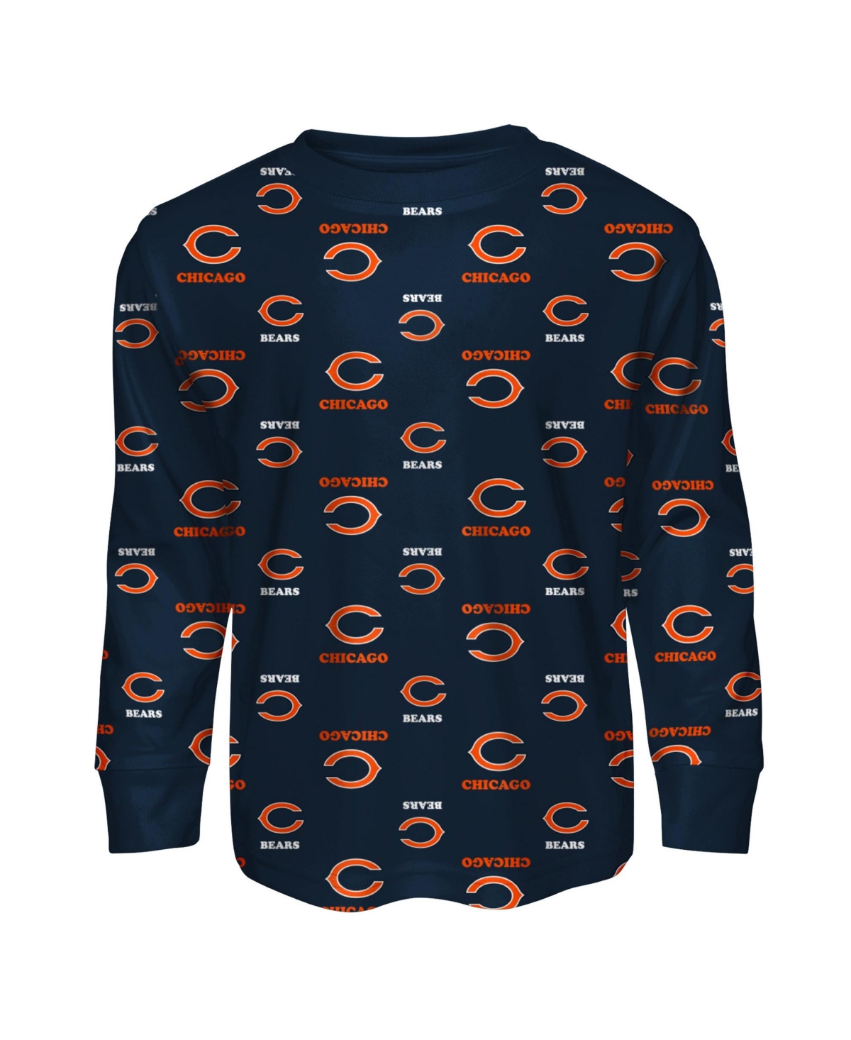 Outerstuff Big Boys and Girls Navy Chicago Bears All-Over-Print Long Sleeve T-Shirt Pants Sleep Set