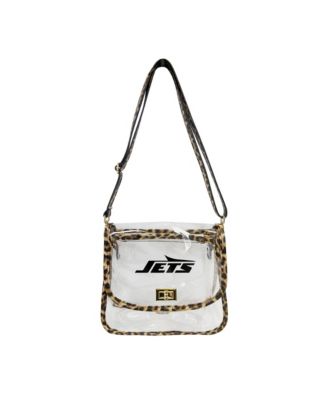 New York Jets Leopard Print Trim Clear Purse
