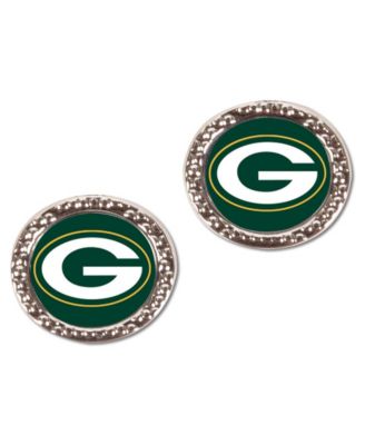 Women's Green Bay Packers Silver-Tone Round Stud Earrings