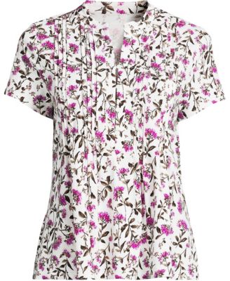 Women's Lightweight Jersey Button Pintuck Top
